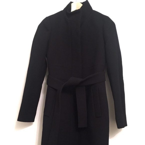 J. Crew NEW Black Double Cloth Funnel Coat Size 00 - Picture 3 of 16